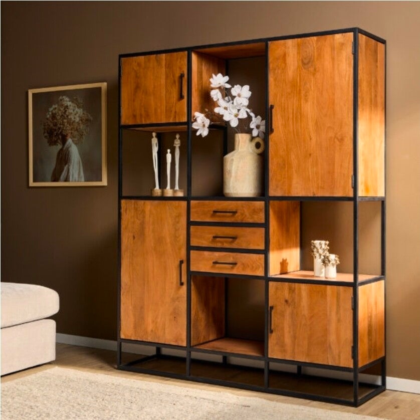 Vakkenkast Denver |  Mangohout en metaal  | Supreme | XXL