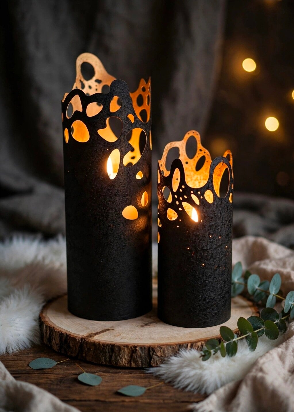 Windlichten set van 2 | Zwart of Crème
