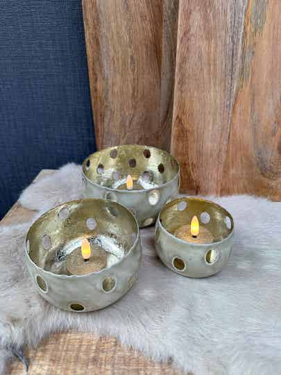 Waxine lichthouder Navarra beige