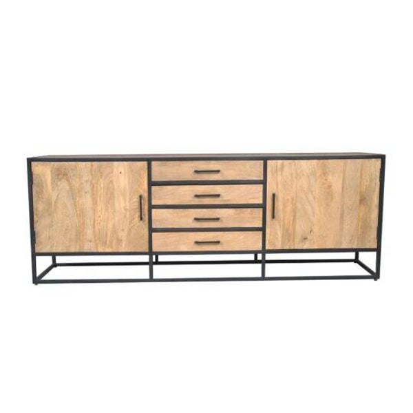 Dressoir Dakota 210 cm | Mangohout & zwart metaal