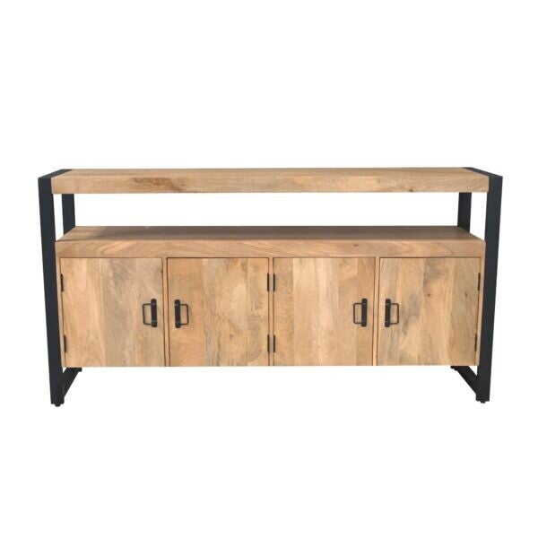 Dressoir Britt 175 cm | Mangohout & zwart metaal | Stoer Design