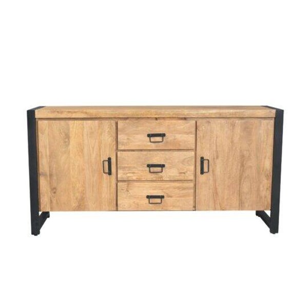 Dressoir Britt 160 cm – Mangohout & Zwart Metaal | Stoer Design