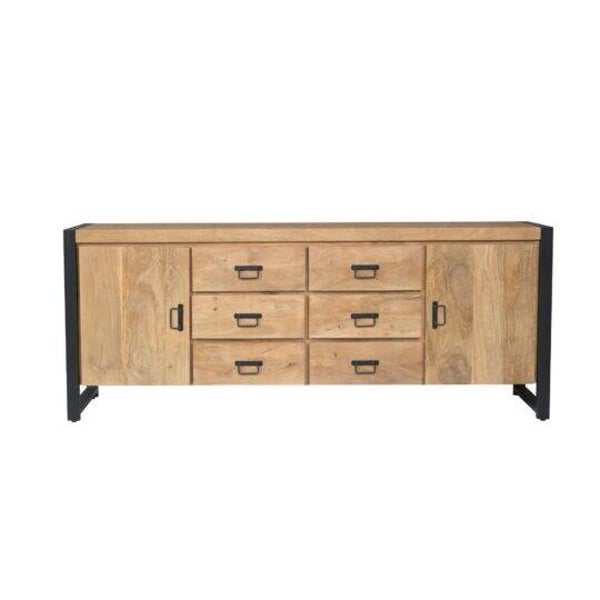 Dressoir Britt 200 cm | Mangohout & zwart metaal