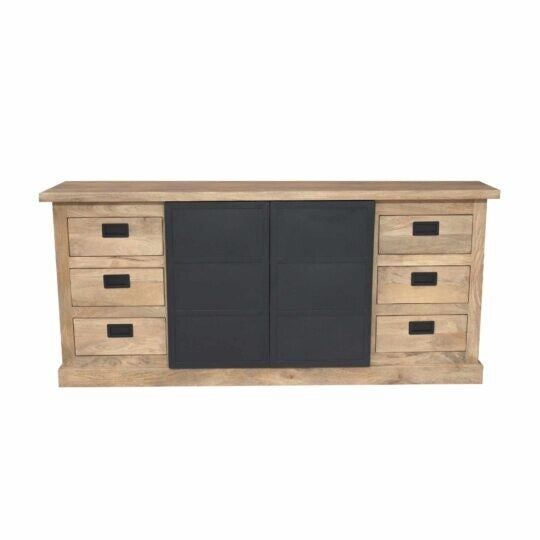 Dressoir Noa 200 cm – Mangohout & Zwart Metaal | Modern & Stoer