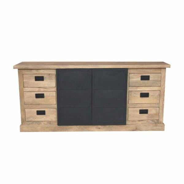 Dressoir Noa 200 cm – Mangohout & Zwart Metaal | Modern & Stoer