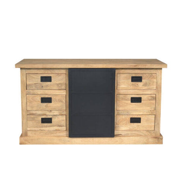 Dressoir Noa 160 cm – Mangohout & Zwart Metaal | Modern & Stoer