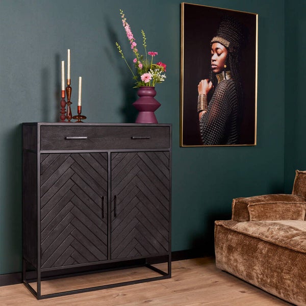 Kabinet kast New York | Mangohout en metaal  | 100 cm
