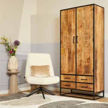 Kabinet kast Denver | Mangohout en metaal  | 90 cm
