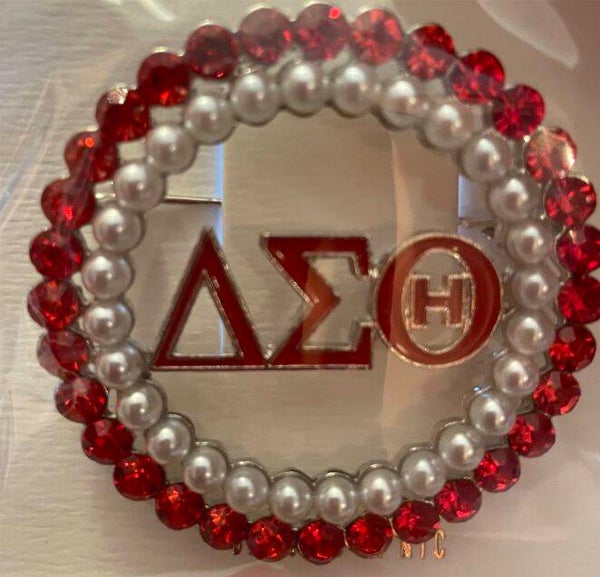 Dst Brooch w/Pearls & Stones
