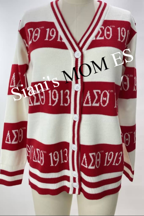 1913 DST -Red & White Striped Cardigan (Copy)
