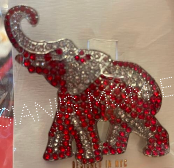 Red Stone Trunk up Elephant pin
