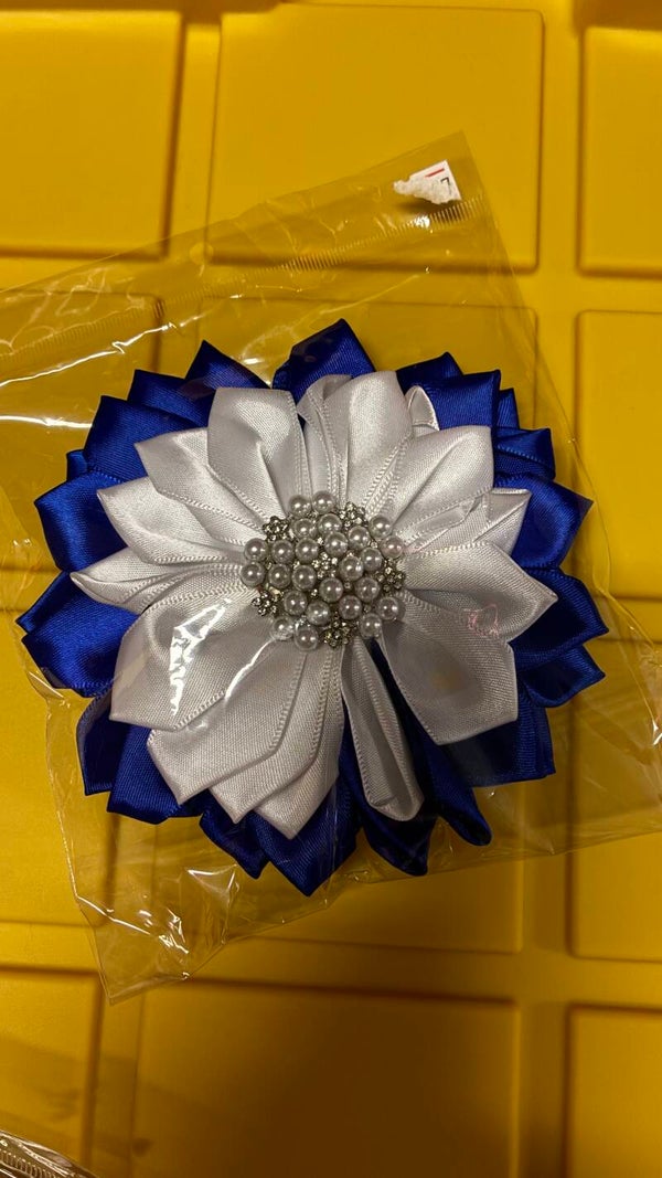 Blue & White corsage