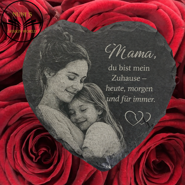 Ein Geschenk von Herzen – Personalisierte Schiefer-Untersetzer für Mama ❤️