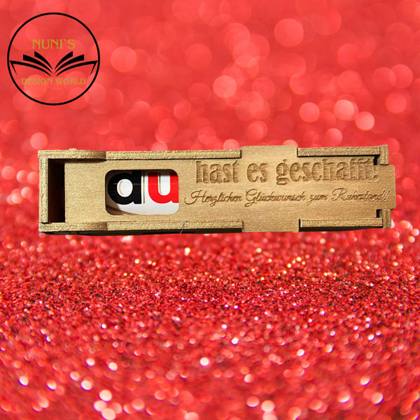 Hochwertige Holzbox mit Gravur: „Du hast es geschafft! Herzlichen Glückwunsch zum Ruhestand!“Abschiedsgeschenk Kollegin, personalisierte Holzbox, gravierter Stift, Geschenkidee Lehrer