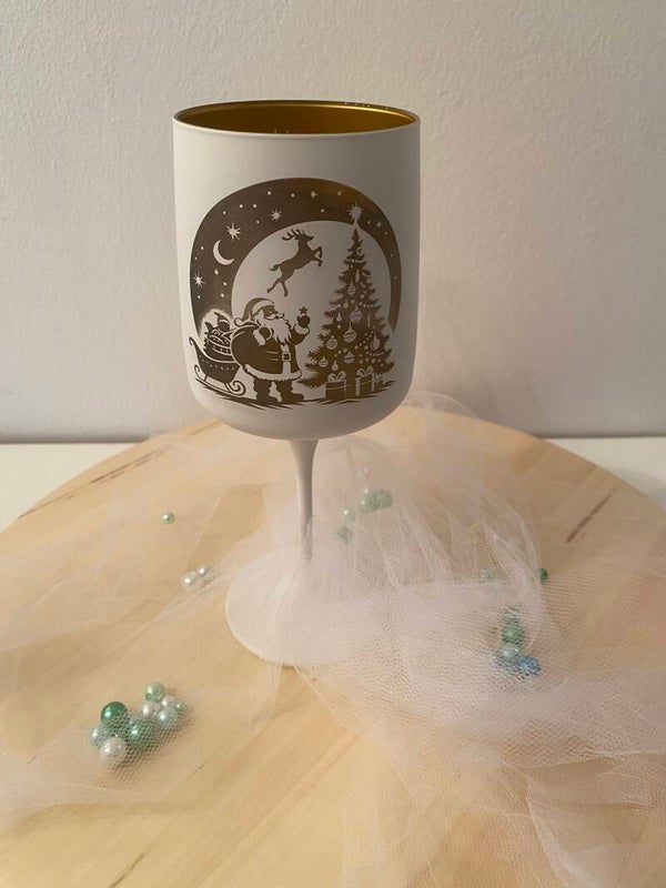 🎄 Edles Weihnachts-Teelichtglas Weiß-Gold 🎅 Weihnachtsdeko · Teelichthalter · Windlicht · Gold Weiß · Weihnachtsmotiv · Adventsdeko · Geschenk Weihnachten · Santa Claus Deko