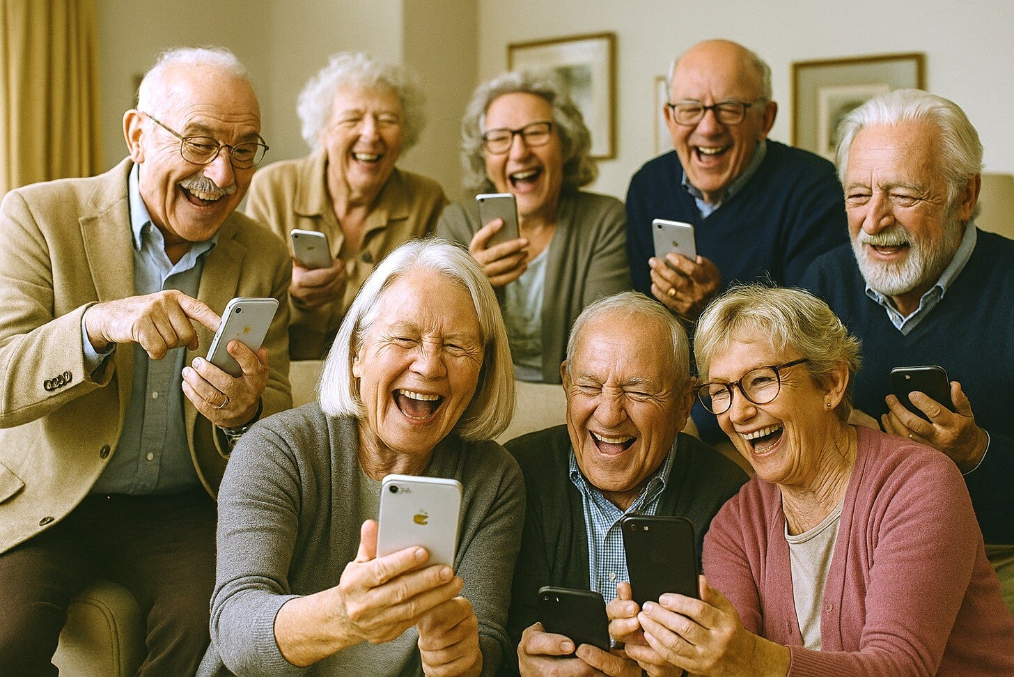 Symbolbild: Gruppe Senioren tauscht sich aus (mit KI Copilot erstellt)