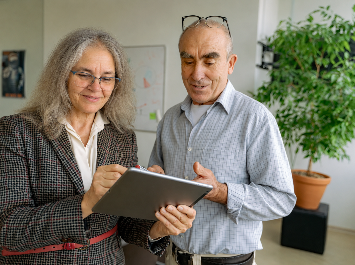 Symbolbild: Senioren schauen sich etwas auf einem Tablet an (Autor: Antoni Shkraba Studio / Pexels)