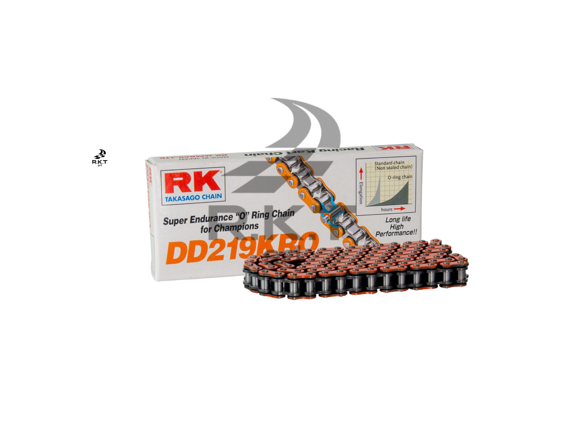 RK 219 PITCH o-ring chain ORANGE COLOR