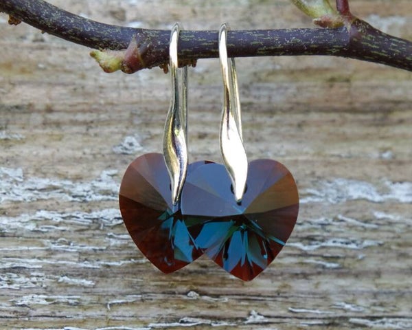 Blue Zircon Red Magma Earrings Large