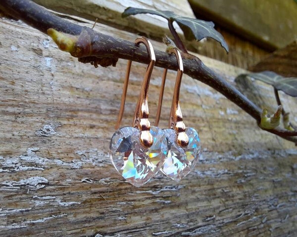 Crystal Shimmer Earrings, Rose Gold plated