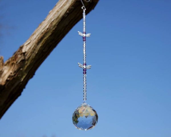 Dragonfly Amethyst Suncatcher 30mm