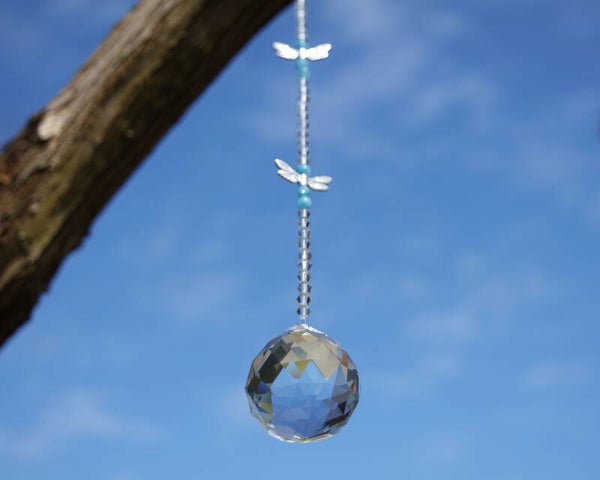Dragonfly Aquamarine Suncatcher 30mm
