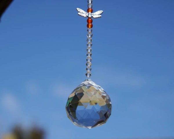 Dragonfly Carnelian Suncatcher 30mm