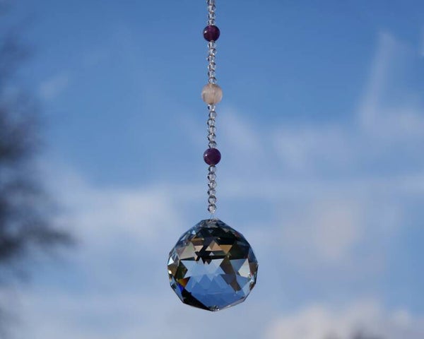 Rose Quartz Amethyst Suncatcher 40mm