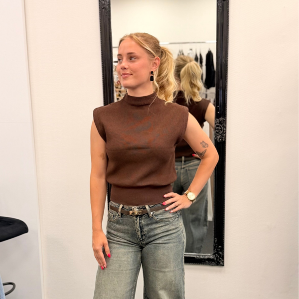 Chocolate Brown Knit Top
