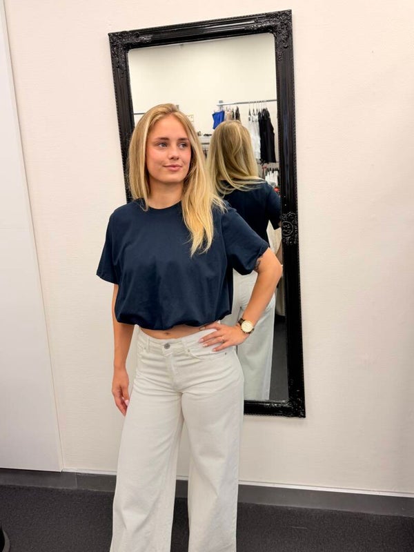 Basic Cropped T-shirt – donker blauw | One Size