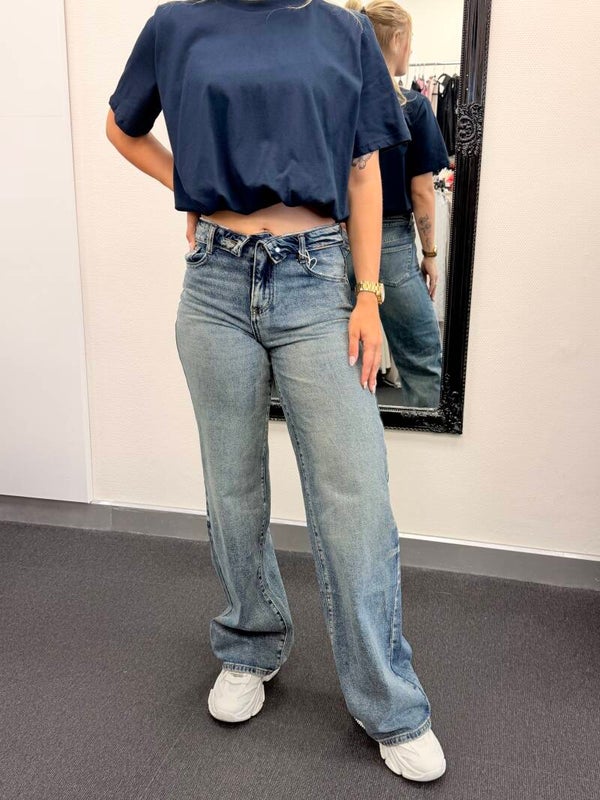 Light Blue Stretch Wide Leg Jeans