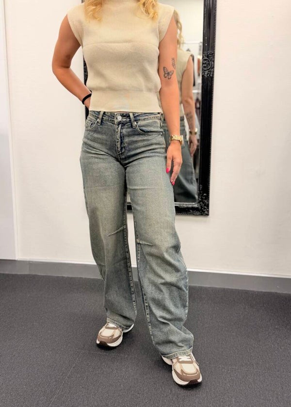 Queen Hearts Wide Leg Jeans – Vintage Light Blue