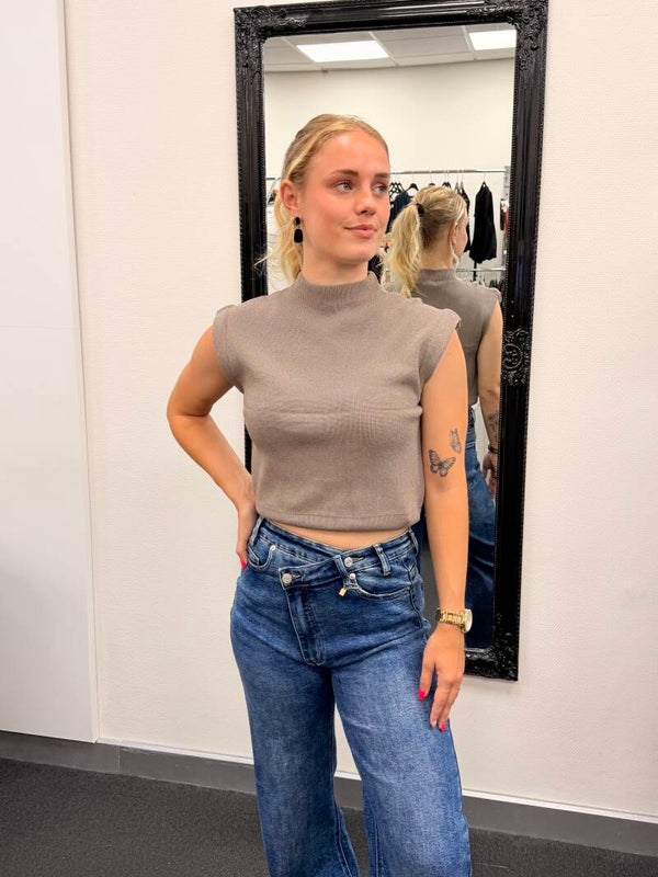 Gebreide top – taupe