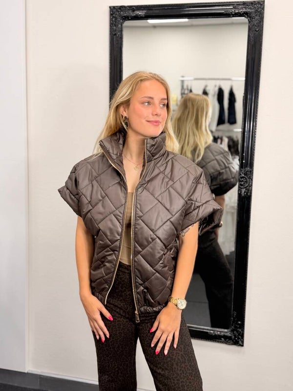 Quilted Puffer Gilet – Chocolate Brown