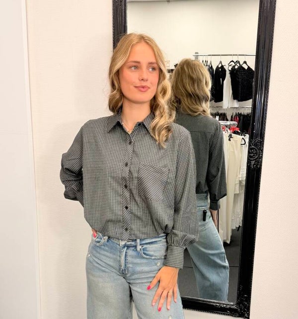 Geruite Blouse – Zwart
