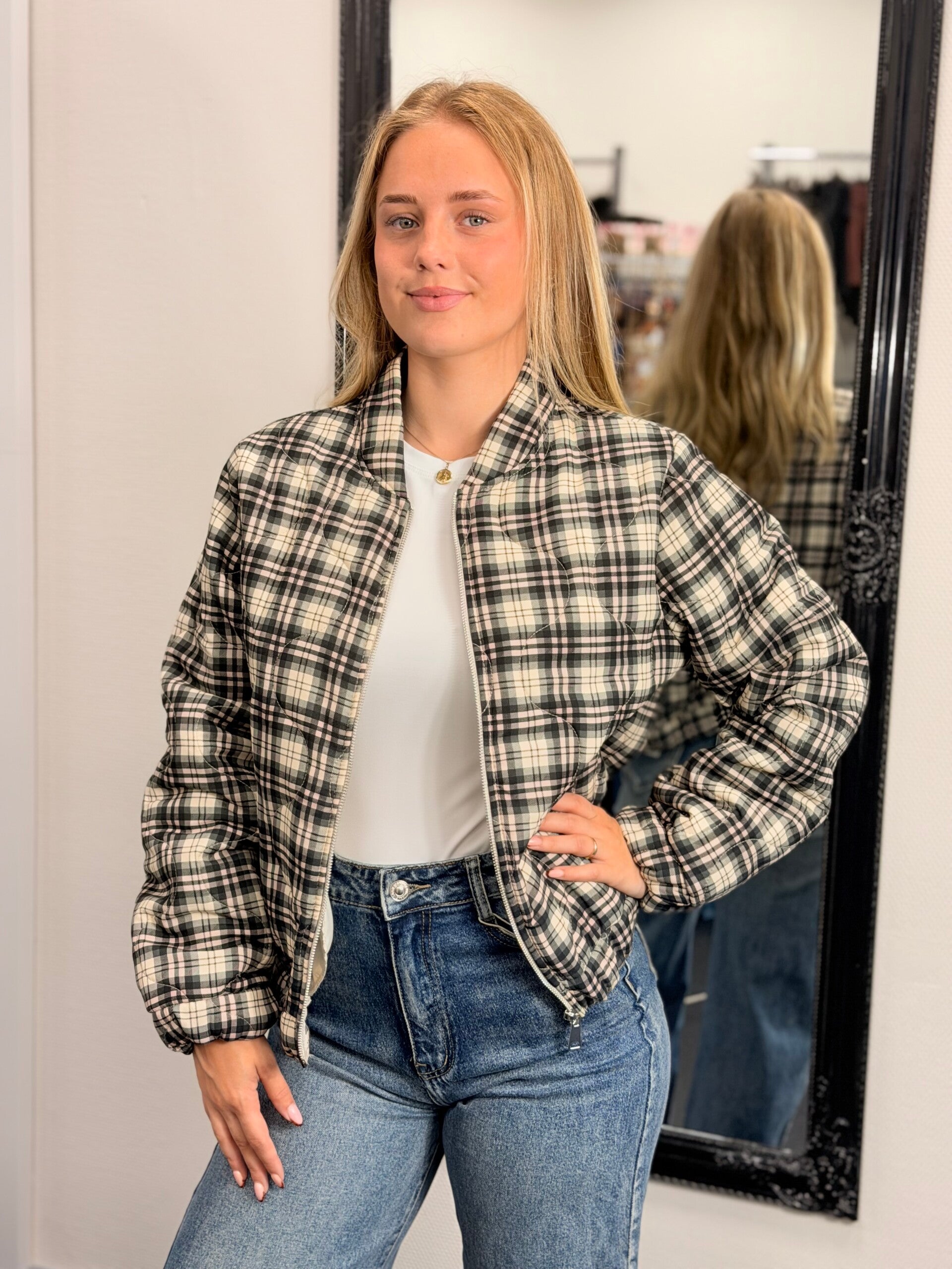 Geruite Jacket Grijs – One Size
