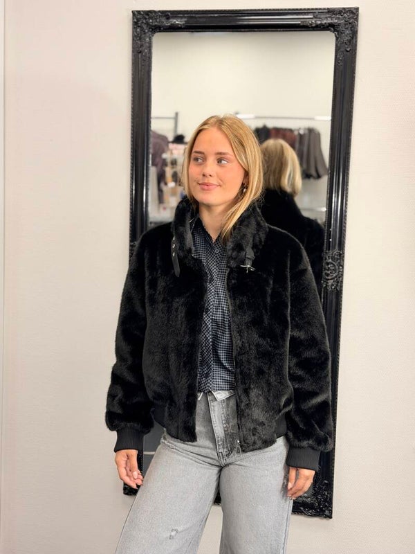 Zwarte Teddy Biker Jacket