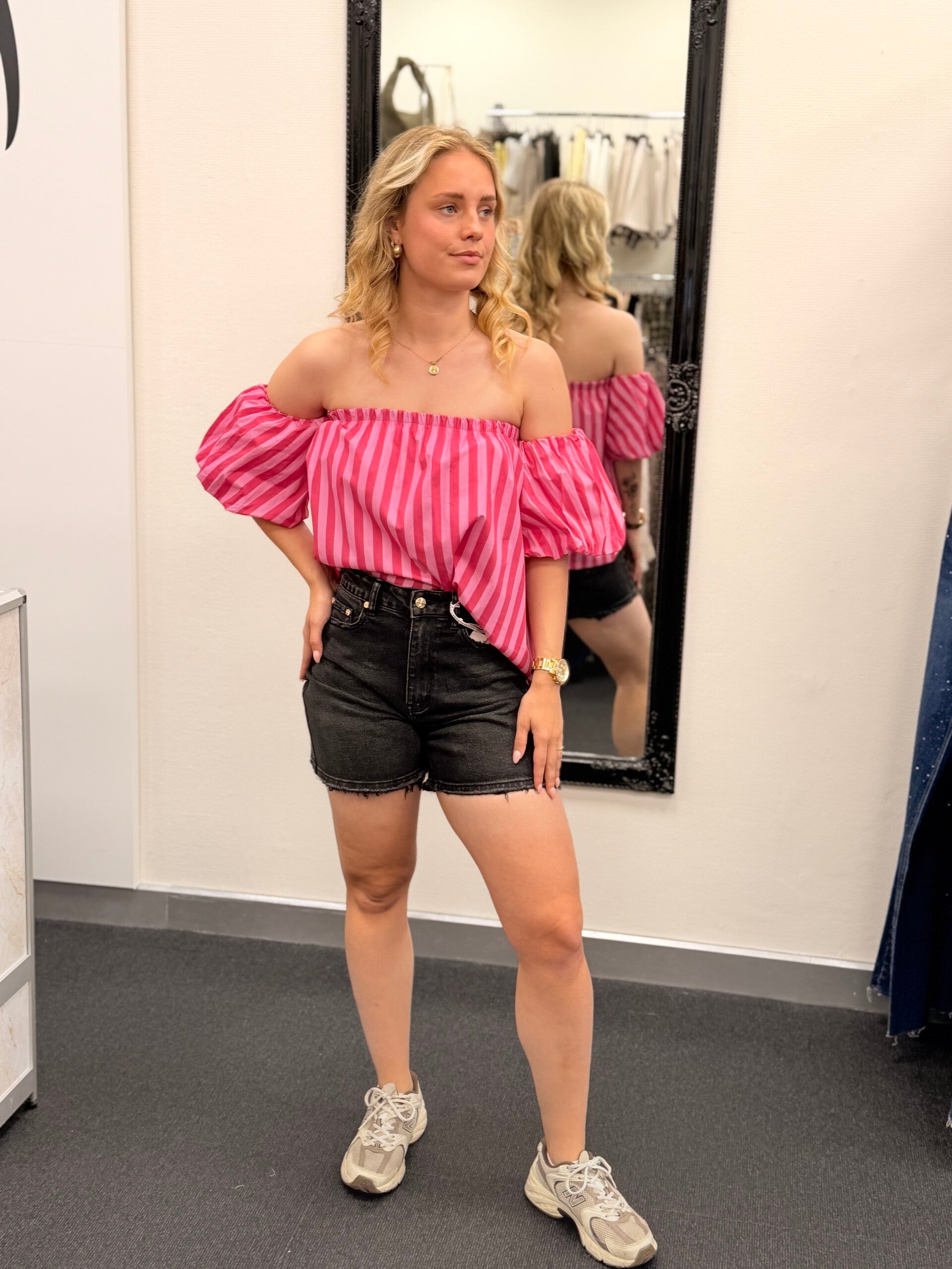 Striped Off Shoulder Top (One Size)
