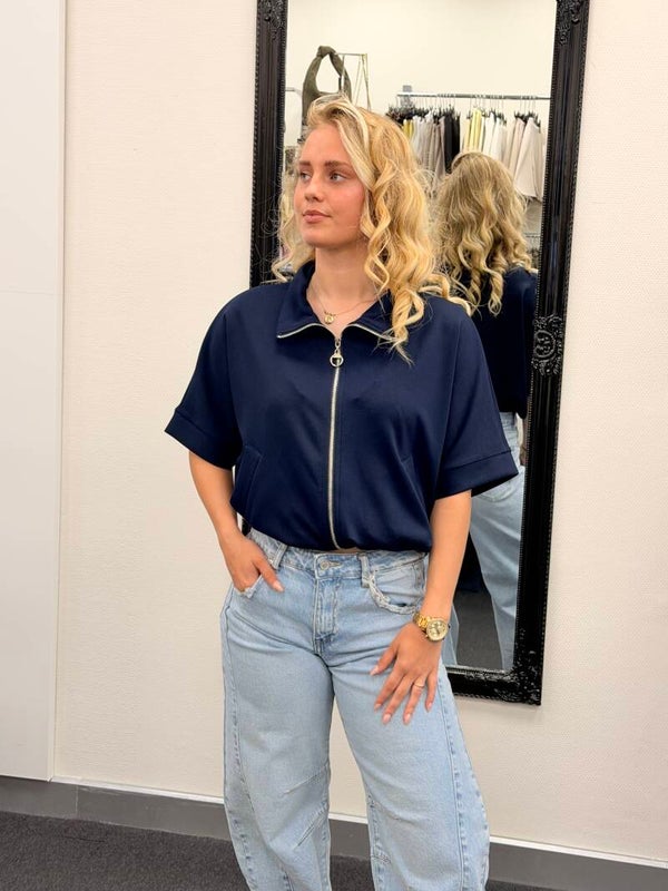Basic Zip Top –  Navy (One Size)