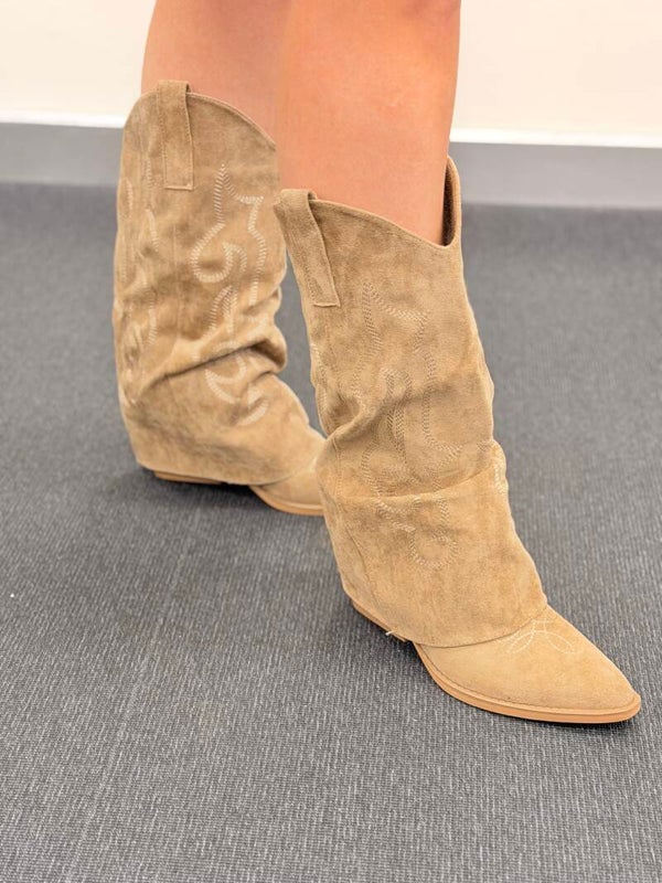 Beige western laarzen met rits