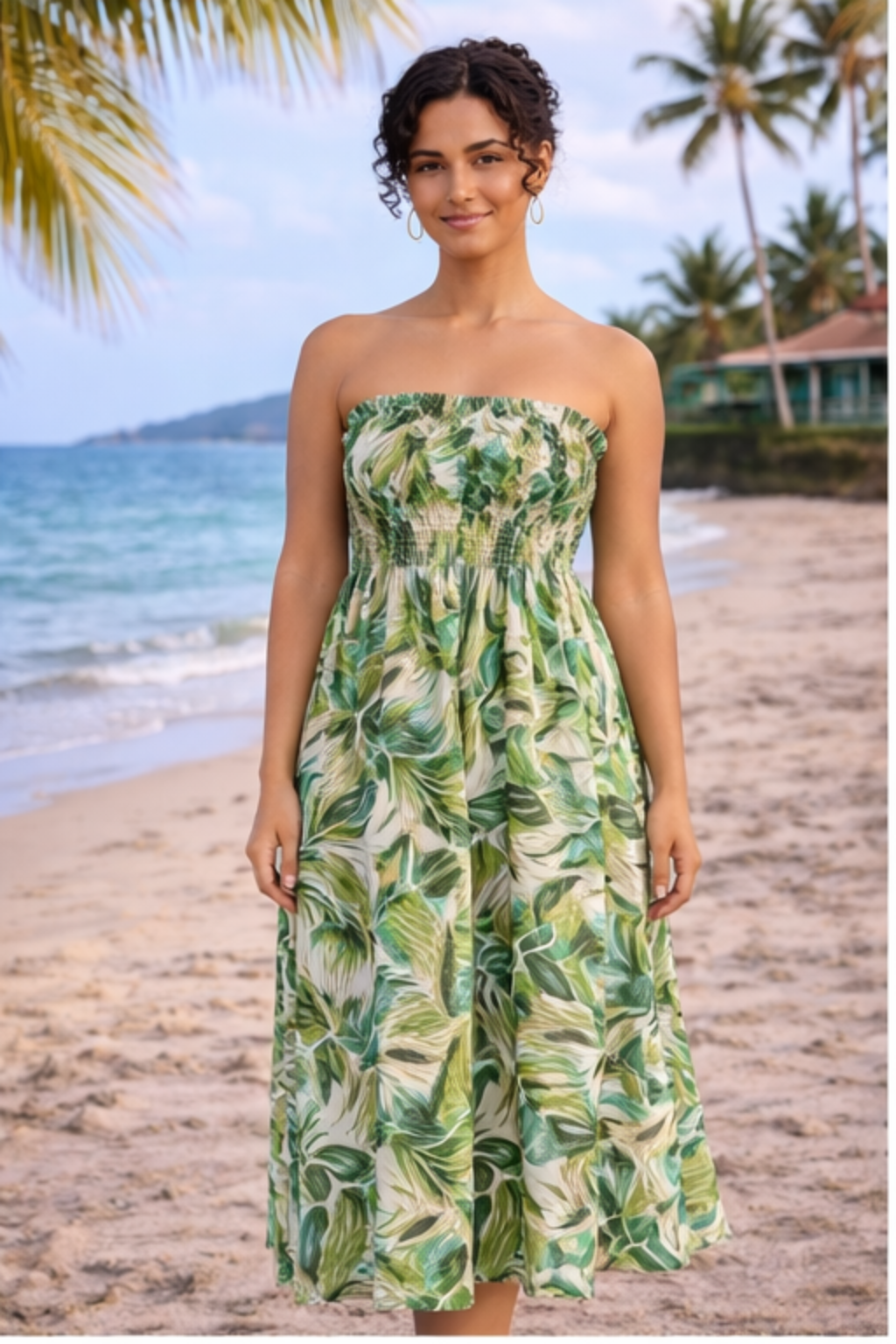 Robe bustier imprimé feuillages – Taille 42