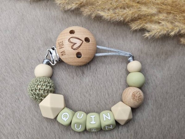 Speenkoord met naam Olijfgroen Monstera