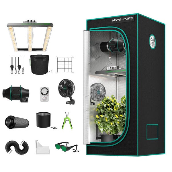 Mars Hydro FC-E1500 (Chip: Bridgelux) Kit Grow Box completo: 150W LED Grow Light + 80x80x160cm Grow Box Kit