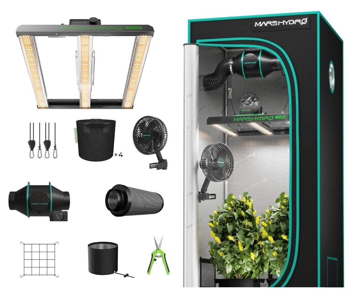 Kit completo grow box Mars Hydro FC1500 | Lampada LED da 150W + Grow box indoor 80x80x160cm