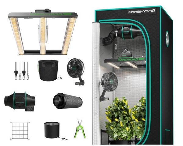 Kit completo grow box Mars Hydro FC1500 | Lampada LED da 150W + Grow box indoor 80x80x160cm