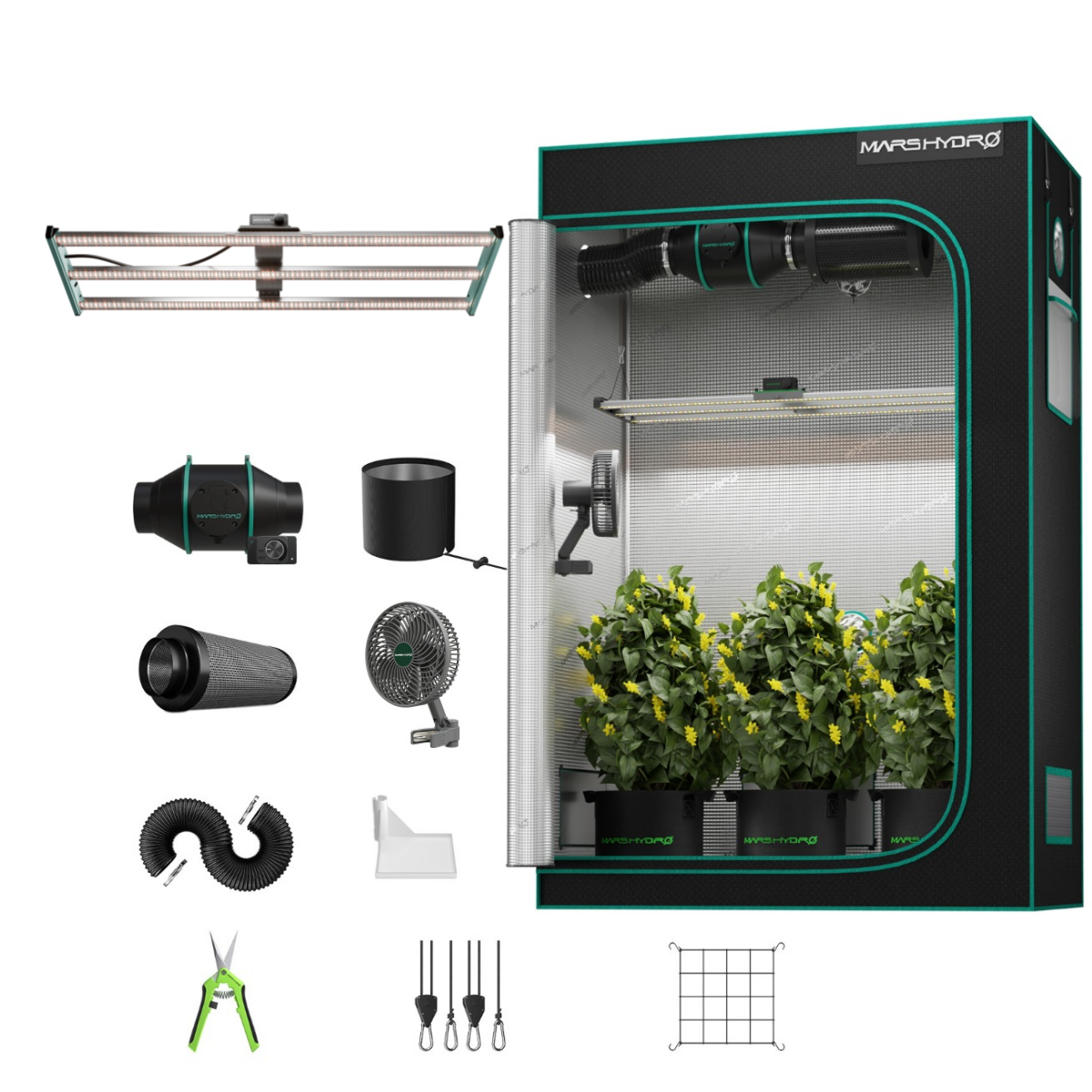 Kit completo grow box Mars Hydro FC4000 | Lampada LED da 320W + Grow box indoor 120x60x180 cm