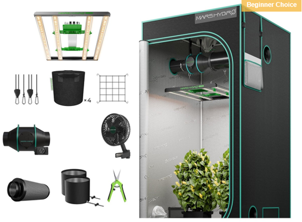 Mars Hydro FC-E3000 (Chip: Bridgelux) Kit Grow Box completo: 300W LED Grow Light + 100x100x180cm Grow Box Kit