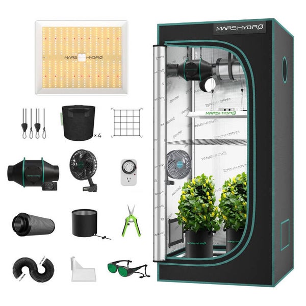 Mars Hydro TS 1000 Kit Grow Box completo: 150W LED Grow Light + 80x80x160cm Grow Box Kit