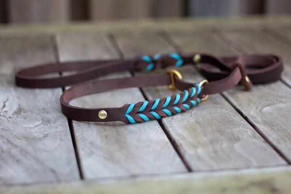 Soft leather slip leash / vetleren jachtlijn met stopper