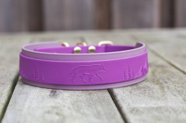 Ready to ship - Heat stamped 38mm wide Biothane collar  - wolf